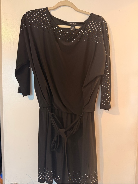 White House Black Market Dresses & Skirts - White House Black Market Black Studded Dolman Sleeve Tie-Waist Dress